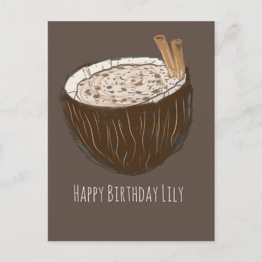 Postale Coconut Art Joyeux Anniversaire Carte Nom (Devant)
