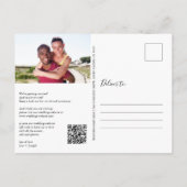 Postale Code QR de photo de bois rustique pour carte "Save (Dos)