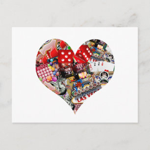 Postale Coeur - Las Vegas Jouer Forme de carte
