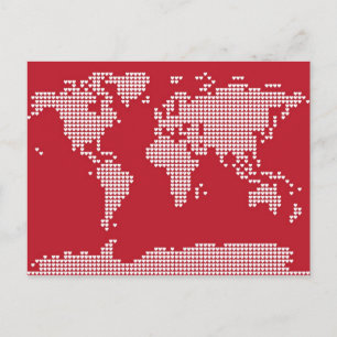 Postale Coeurs de carte du monde