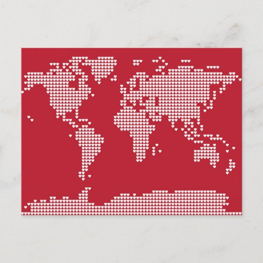 Postale Coeurs de carte du monde (Devant)