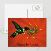 Postale Colibri de la carte d'anniversaire du ciel (Devant / Derrière)