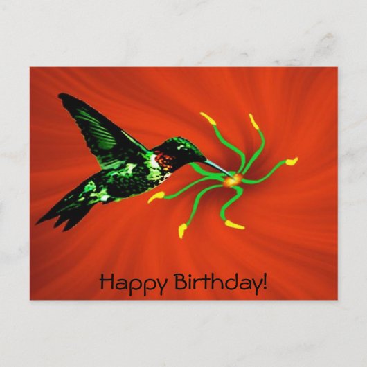 Postale Colibri de la carte d'anniversaire du ciel (Devant)