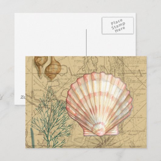 Postale Collage de la carte côtière (Devant / Derrière)