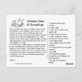 Postale Collecte de la carte de recette de pain de rupture (Dos)