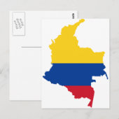 Postale Colombie Carte du drapeau CO (Devant / Derrière)