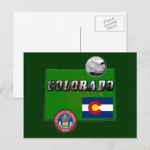 Postale Colorado Texte, Drapeau, Sceau, Trimestre, Carte (Devant / Derrière)
