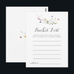 Postale Colorful Dainty Wild Flowers Liste des seaux Carte<br><div class="desc">Ces cartes colorées dainty de fleurs sauvages liste de seau sont l'activité parfaite pour une réception de mariage rustique ou douche nuptiale. Le design est composé d'aquarelle peinte à la main, de belles fleurs sauvages roses, rousses, bleues, marines, jaunes, violettes et vertes. Le signe Liste de regroupement est vendu séparément....</div>
