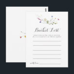 Postale Colorful Dainty Wild Flowers Liste des seaux Carte<br><div class="desc">Ces cartes colorées dainty de fleurs sauvages liste de seau sont l'activité parfaite pour une réception de mariage rustique ou douche nuptiale. Le design est composé d'aquarelle peinte à la main, de belles fleurs sauvages roses, rousses, bleues, marines, jaunes, violettes et vertes. Le signe Liste de regroupement est vendu séparément....</div>
