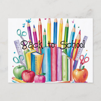 Postale Colorful Retour à l'école Fournitures Carte postal