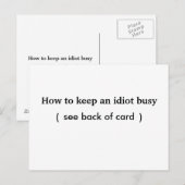 Postale Comment garder un idiot occupé, carte (Devant / Derrière)