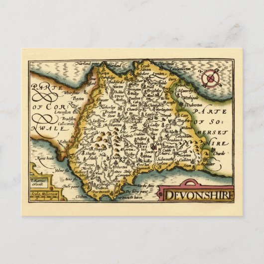 Postale Comté de Devon (Devonshire) Angleterre Carte Antiq (Devant)