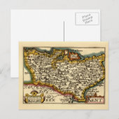 Postale Comté de Kent Angleterre Ancienne Carte Antiquaire (Devant / Derrière)