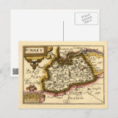 Postale Comté de Surrey Angleterre Ancienne Carte Atlas An (Devant / Derrière)