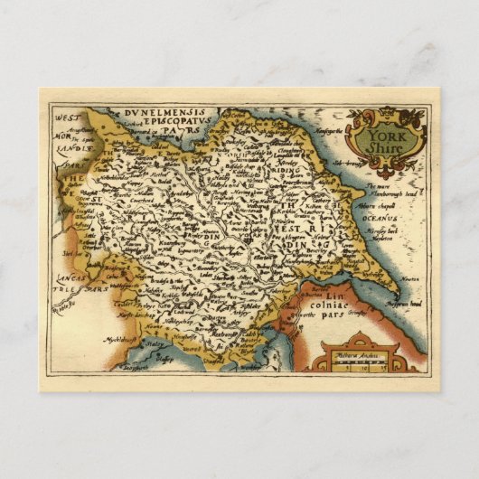 Postale Comté du Yorkshire Angleterre Ancienne Carte Atlas (Devant)
