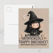 Postale Conception de carte d'anniversaire de sorcière mig (Devant / Derrière)