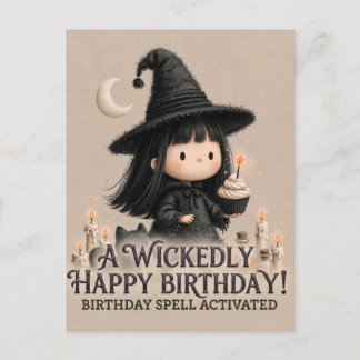 Postale Conception de carte d'anniversaire de sorcière mig
