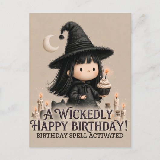 Postale Conception de carte d'anniversaire de sorcière mig (Devant)