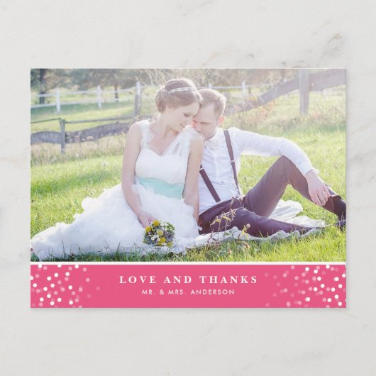 POSTALE CONFETTI BLANC | CARTE POSTCARD MARIAGE ROSE (Devant)