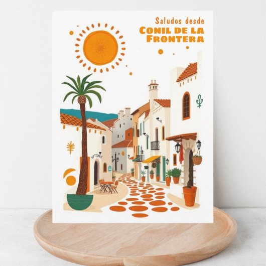 Postale Conil de la Frontera Espagne Ville blanche Carte p