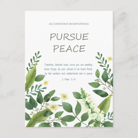 Postale Convention JW 2022 - fleurs blanches vertes Carte  (Devant)