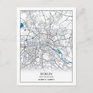 Postale Coordonnées de la carte de la ville Berlin Deutsch