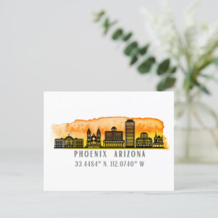 Postale Coordonnées de la carte Phoenix Skyline