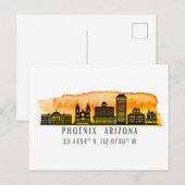 Postale Coordonnées de la carte Phoenix Skyline (Devant / Derrière)