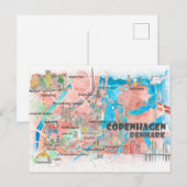 Postale Copenhague Danemark Carte de la ville idéale (Devant / Derrière)