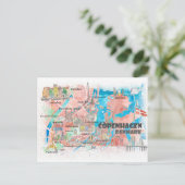 Postale Copenhague Danemark Carte illustrée avec les route (Debout devant)