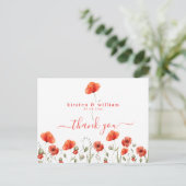 Postale Coquelicots à l'aquarelle rouge, carte de remercie (Debout devant)