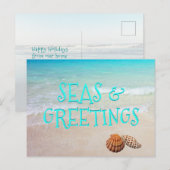 Postale Coquilles de plage Mers et salutations Carte de No (Devant / Derrière)