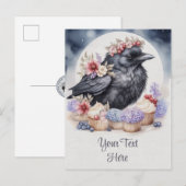 Postale Corbeau Crow Fleurs Cupcakes Carte (Devant / Derrière)