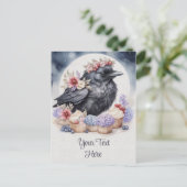 Postale Corbeau Crow Fleurs Cupcakes Carte (Debout devant)