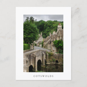Postale Costwolds ville Castle Combe blanc texte carte pos