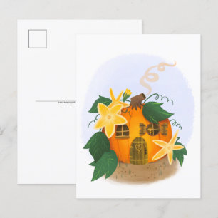 Postale Cottage citrouille avec Fleurs Jaunes Carte postal