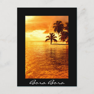 Postale Coucher de soleil de palmier noir Bora Bora carte 