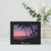 Postale Coucher de soleil rose et violet noir Hawaii carte (Debout devant)