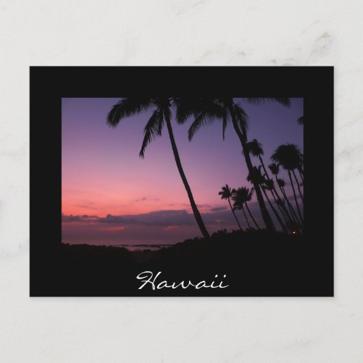 Postale Coucher de soleil rose et violet noir Hawaii carte (Devant)