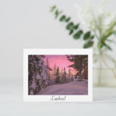 Postale Coucher de soleil rose lapland blanc texte carte p (Debout devant)