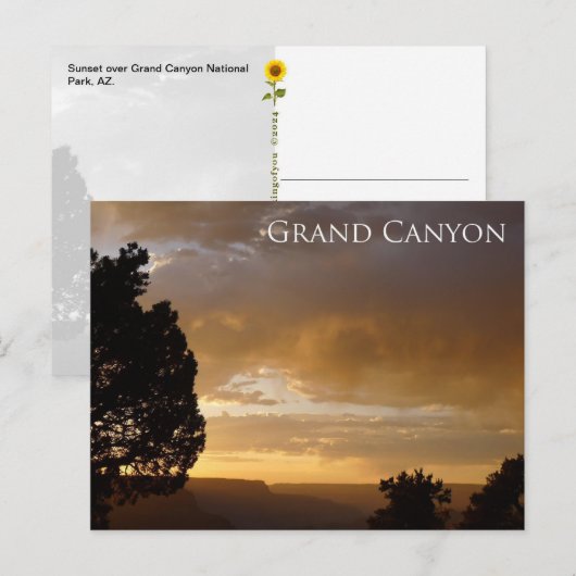 Postale Coucher de soleil sur le Grand Canyon, AZ - carte (Devant / Derrière)
