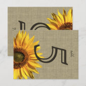 Postale Country Burlap Sunflower Carte Mariage Table (Devant / Derrière)