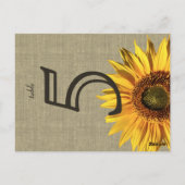 Postale Country Burlap Sunflower Carte Mariage Table (Dos)