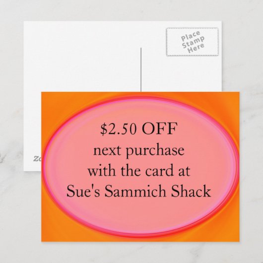 Postale coupon de carte d'escompte (Devant / Derrière)