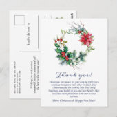 Postale Couronne de Noël Carte de remerciements de vacance (Devant / Derrière)
