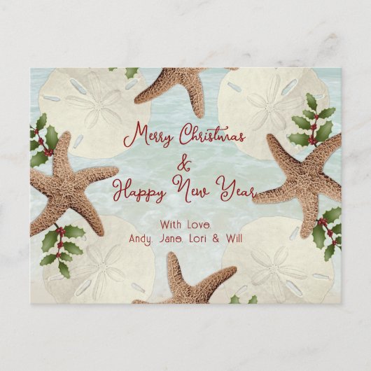 Postale Couronne de plage Dollars de sable Carte de Noël (Devant)