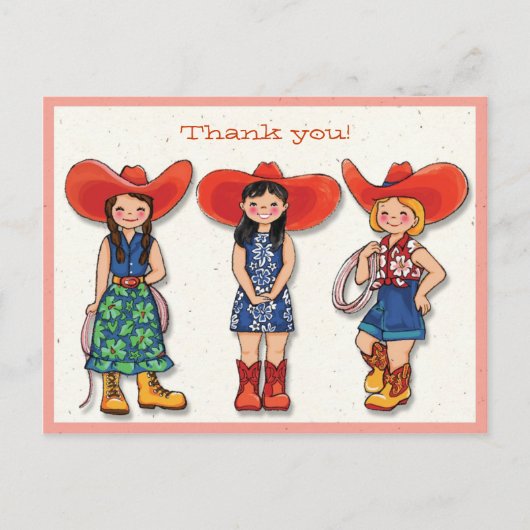 Postale Cowgirl Merci ! Carte (Devant)