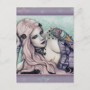 Postale Crème glacée bubblegoth Tattoos Girl pastel carte 