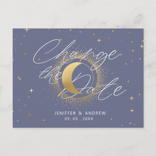Postale croissant céleste lune changer la date carte posta (Devant)