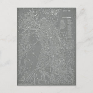 Postale Croquis de la carte de Boston City